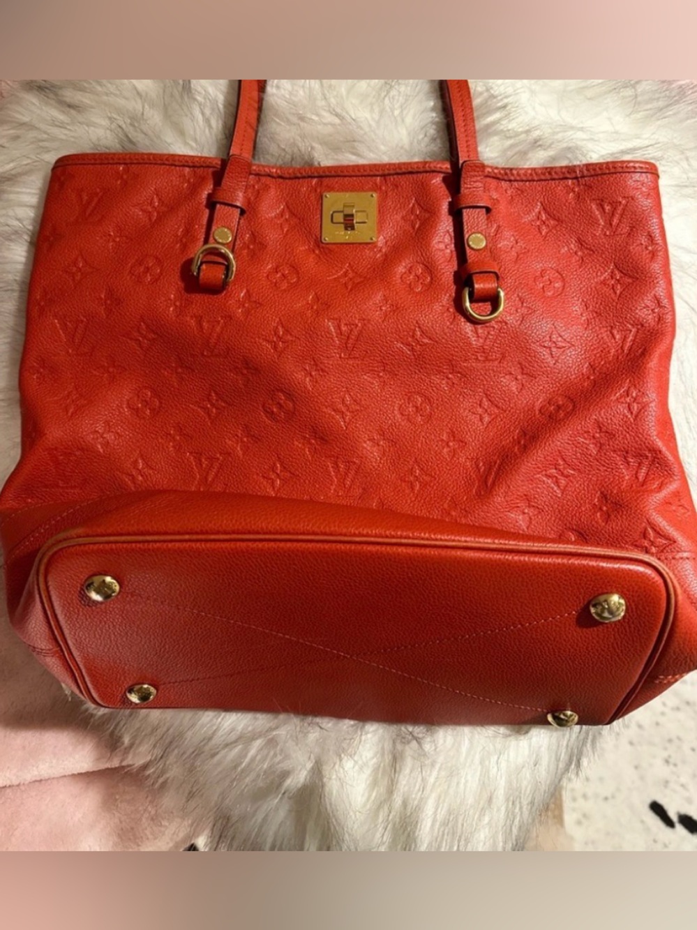 ❤️Authentic LOUIS VUITTON AH1142 Citadine PM Monogram Empreinte Tote Bag Red - Picture 16 of 16